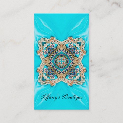 Hippie Gypsy Ethnic turquoise aqua blue bohemian Business Card