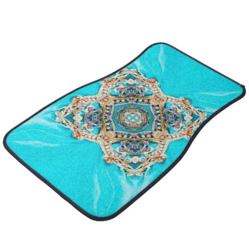 Hippie Gypsy Ethnic turquoise aqua blue bohemian Car Floor Mat