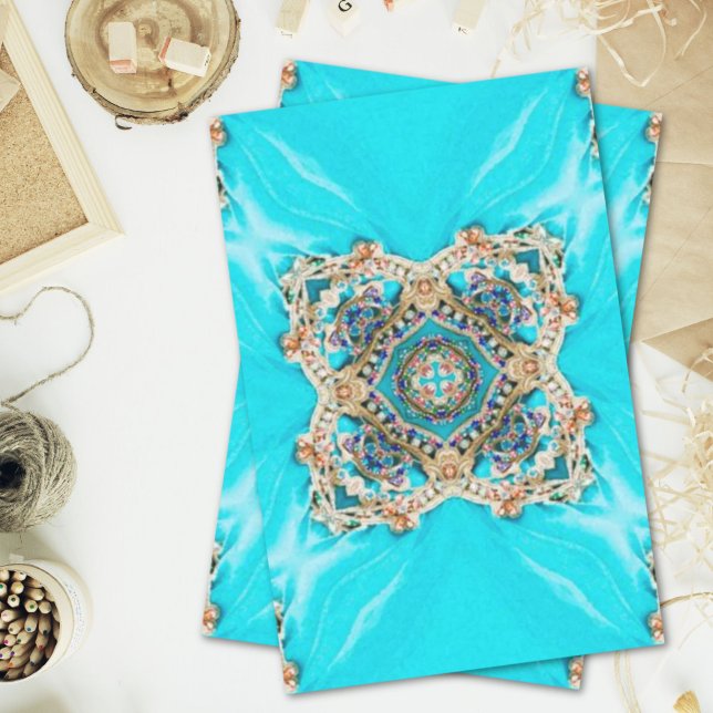 Hippie Gypsy Ethnic turquoise aqua blue bohemian Tissue Paper (Hippie Gypsy Ethnic turquoise aqua blue bohemian Tissue Paper)
