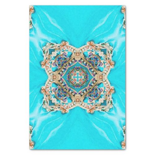Hippie Gypsy Ethnic turquoise aqua blue bohemian Tissue Paper