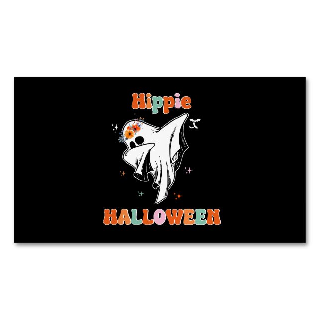 Hippie halloween business card magnet (Front)