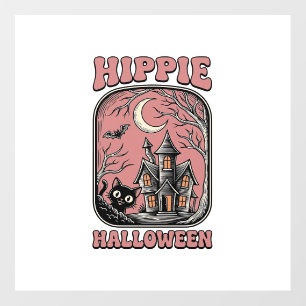 Hippie Halloween Cat Haunted House Vintage Design_ Floor Decals