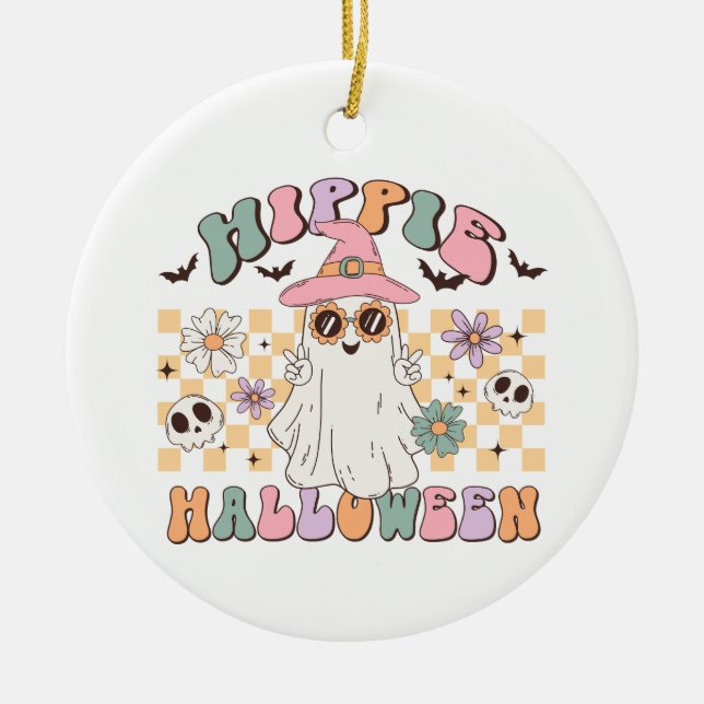 Hippie Halloween Ceramic Ornament (Front)