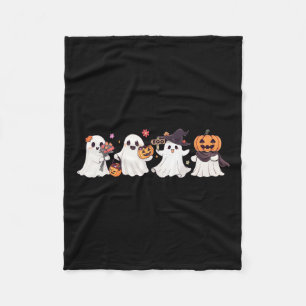 Hippie Halloween Cute Ghost Boo Spooky Season Pump Fleece Blanket