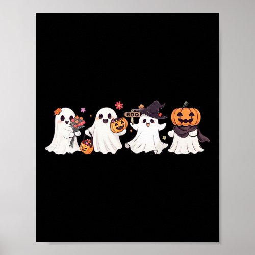 Hippie Halloween Cute Ghost Boo Spooky Season Pump Poster