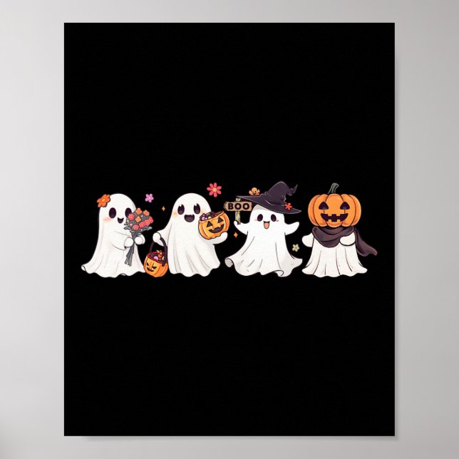 Hippie Halloween Cute Ghost Boo Spooky Season Pump Poster (Front)