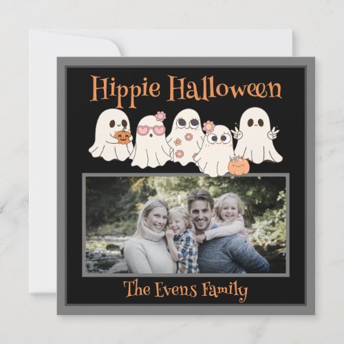 Hippie Halloween Cute hippie Ghosts photo Holiday Card