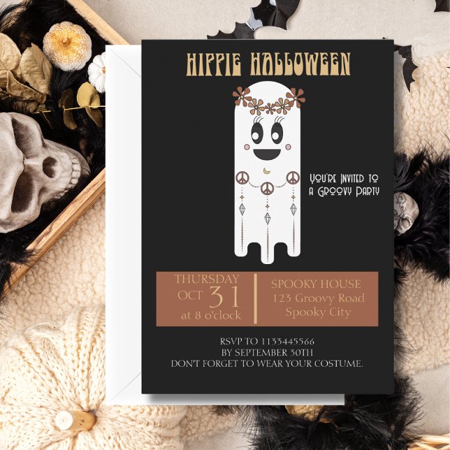 Hippie Halloween Ghost Invitation (Creator Uploaded)