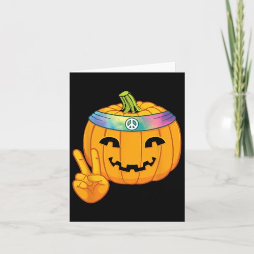 Hippie Halloween Pumpkin Peace Sign Hand Headband  Card