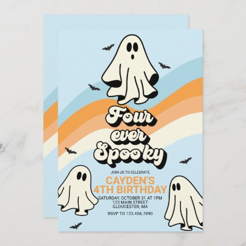 Hippie Halloween Retro Ghost Four ever Spooky Invitation