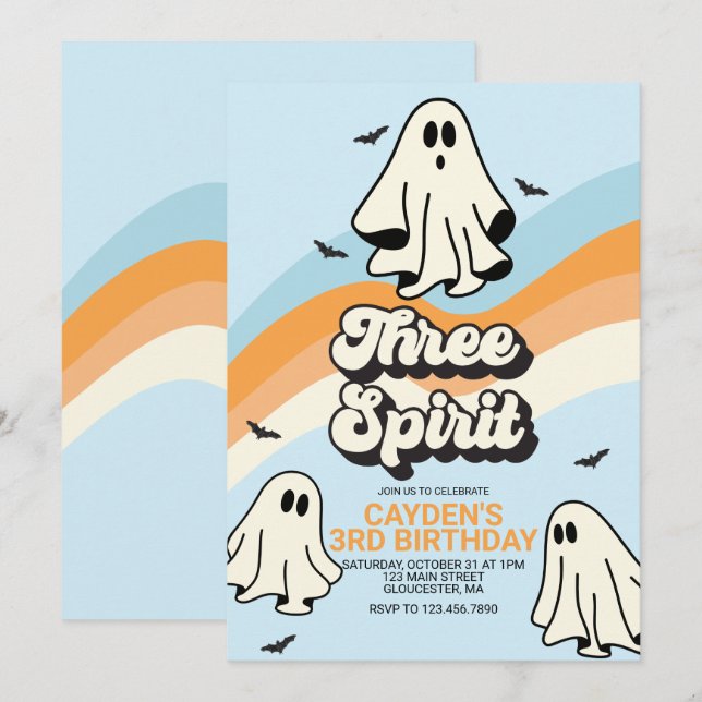 Hippie Halloween Retro Ghost Three Spirit  Invitation (Front/Back)