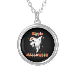 Hippie halloween silver plated necklace
