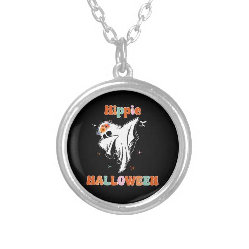 Hippie halloween silver plated necklace