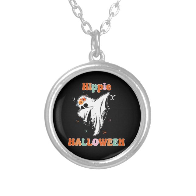 Hippie halloween silver plated necklace (Front)