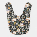 Hippie Halloween Skulls and Flowers Pattern Baby Bib