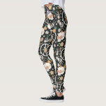 Hippie Halloween Skulls and Flowers Pattern Leggings