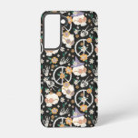 Hippie Halloween Skulls and Flowers Pattern Samsung Galaxy S21 Case