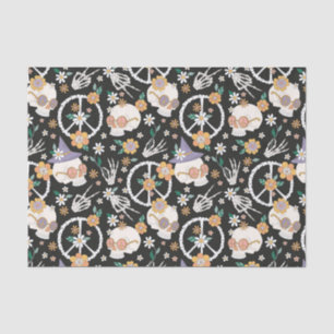 Hippie Halloween Skulls and Flowers Pattern Tissue Paper