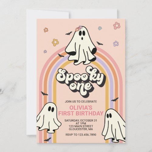 Hippie Halloween Spooky ONE Birthday Invitation