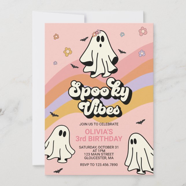 Hippie Halloween Spooky VIBES Birthday Invitation (Front)
