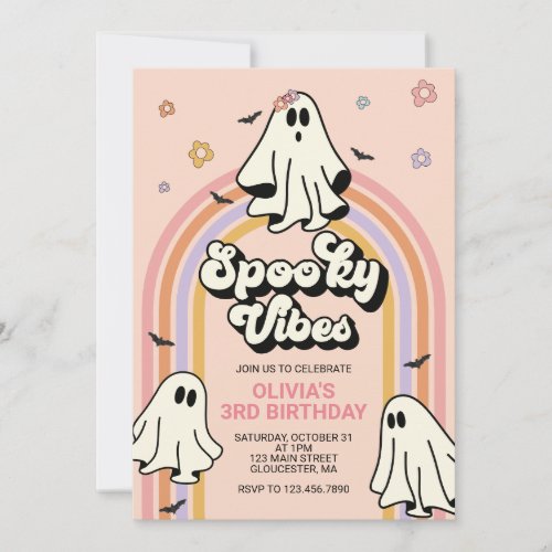 Hippie Halloween Spooky Vibes Birthday Invitation