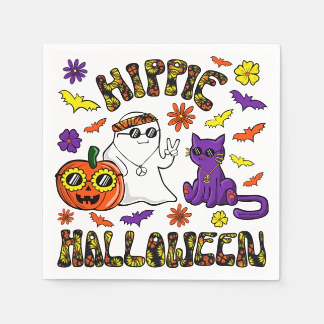 Hippie Halloween Trio Napkins (Front)