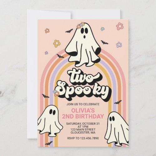 Hippie Halloween Two Spooky Birthday Invitation