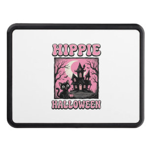 Hippie Halloween Vintage Haunted House Cat Shirt_1 Hitch Cover