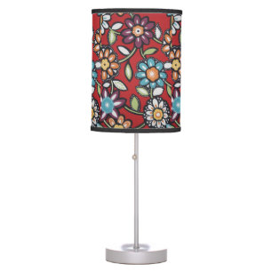 hippie hand painted flowers table lamp
