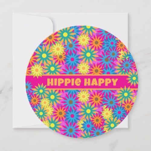 Hippie Happy 1960s Retro Theme Flower Power Party Invitation