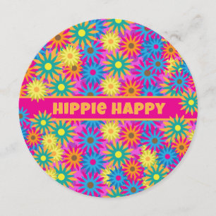 Hippie Happy 1960s Retro Theme Flower Power Party Invitation