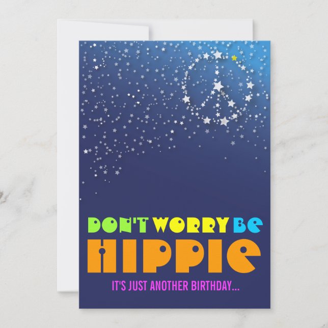 Hippie Happy 40th Birthday Peace Party Invitations (Front)