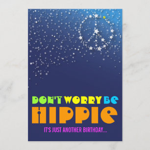 Hippie Happy 40th Birthday Peace Party Invitations