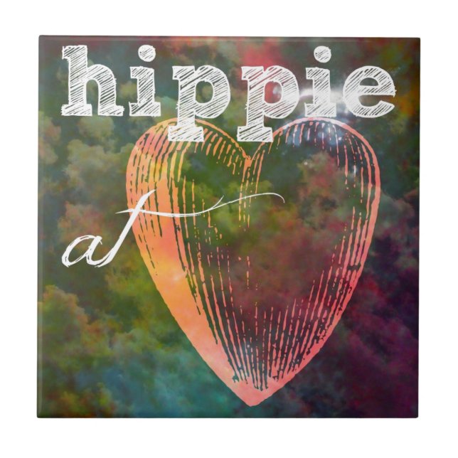 Hippie Heart Ceramic Tile (Front)