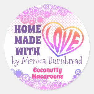 Hippie heart homemade from the kitchen of food classic round sticker