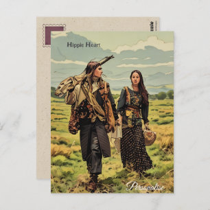 Hippie Heart Love Man Woman Vintage Personal Postcard