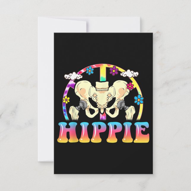 Hippie Hip Replacement Joint Surgery Funny Note Card (Front)