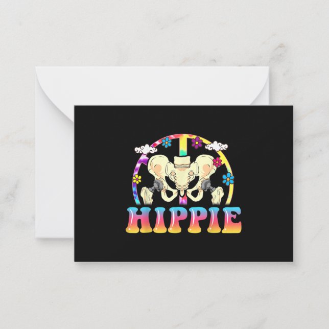 Hippie Hip Replacement Joint Surgery Funny Note Card (Front)