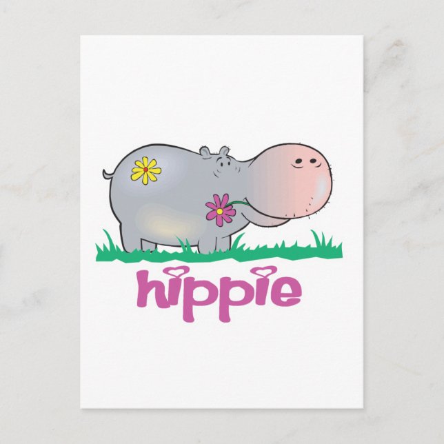 hippie hippo postcard (Front)