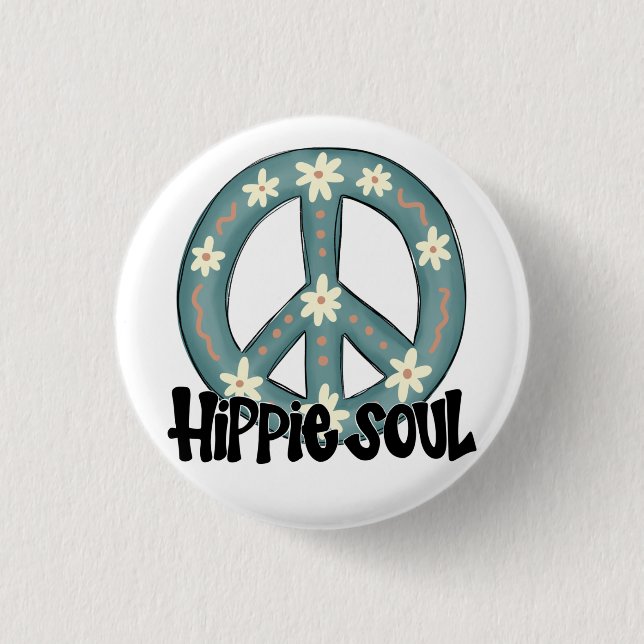 Hippie Hippy Soul Peace Sign Button (Front)
