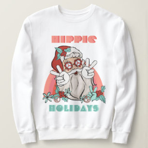 Hippie Holidays Christmas Groovy Santa Claus Sweatshirt