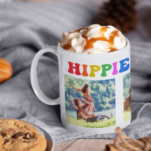 Hippie Holidays Custom Retro 70s Photo Colorful Coffee Mug