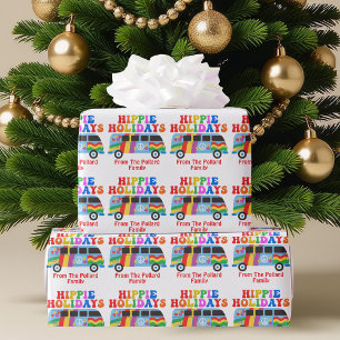 Hippie Holidays Cute Retro 70s Custom Christmas Wrapping Paper
