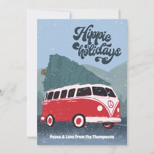 Hippie Holidays Retro Bus Holiday Card