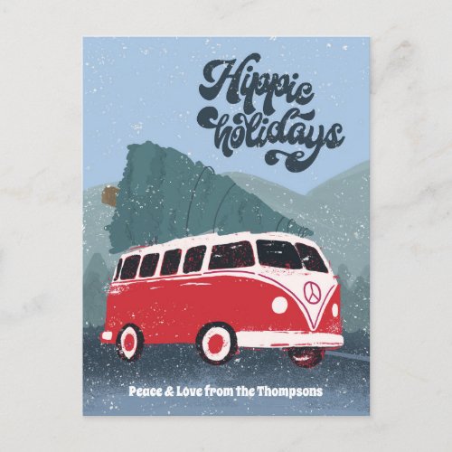 Hippie Holidays Retro Bus Holiday Postcard