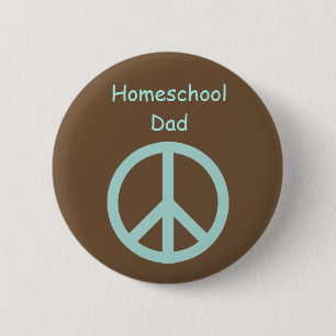 Hippie Homeschool Dad Peace Sign Pinback Button