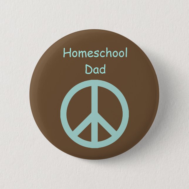 Hippie Homeschool Dad Peace Sign Pinback Button (Front)