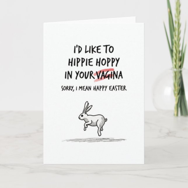 Hippie Hoppy Easter Funny Card (Front)