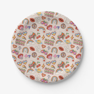 Hippie Icons Pattern Paper Plates