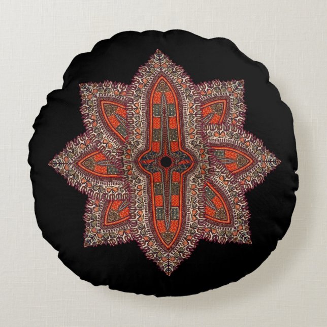 Hippie Indian Style Round Pillow (Front)